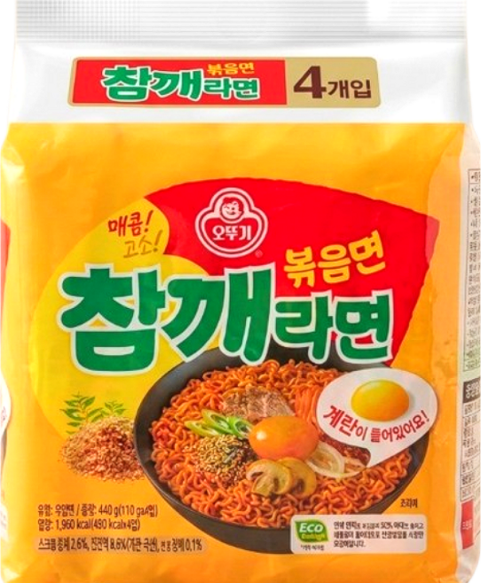 오뚜기 참깨라면 볶음면 봉지 110g, 4개
