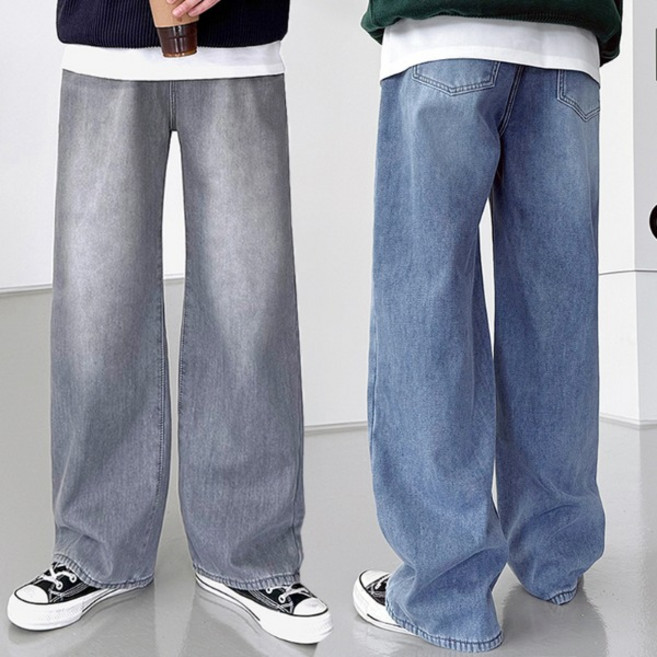 남녀공용 발열기모 S-2XL 숏/기본/롱 터치 밸런스 와이드 데님 청바지