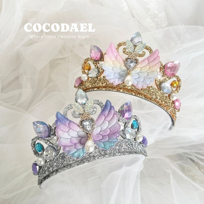 [코코다엘] 프린세스 하트윙 왕관 머리띠 여아 생일 파티 공주 헤어밴드