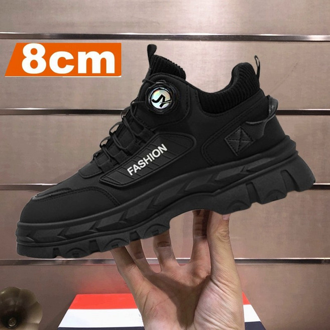 제이와이 남성 8cm 키높이 가죽 패션 운동화 수제화 하이탑 남자 스니커즈 케주얼 다용도 캠핑 등산화 사계절