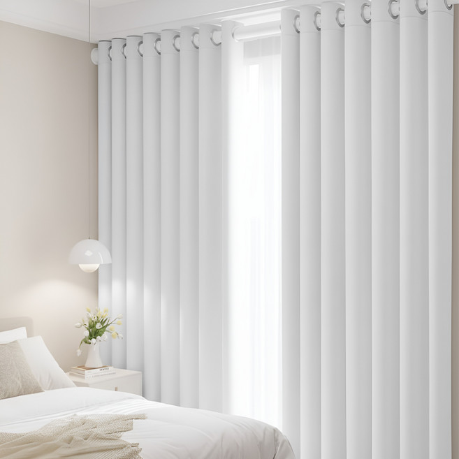 기브앤고 99.9% 빛차단 크림 화이트 암막커튼 아일렛형