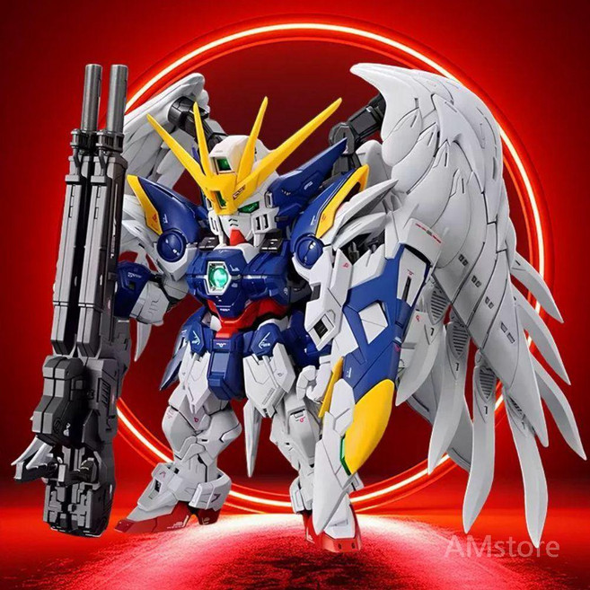 MGSD 건담 윙 제로 EW 프라모델 조립 엔젤 화이트 거치대 포함, 윙제로EW+받침대