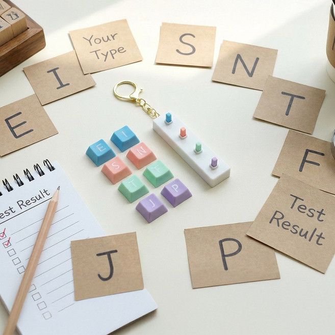 학생선물 MBTI 4구 키캡 딸깍이 키보드 키홀더 휴대용 미니 컬러풀 커스텀, mbti키링 1개