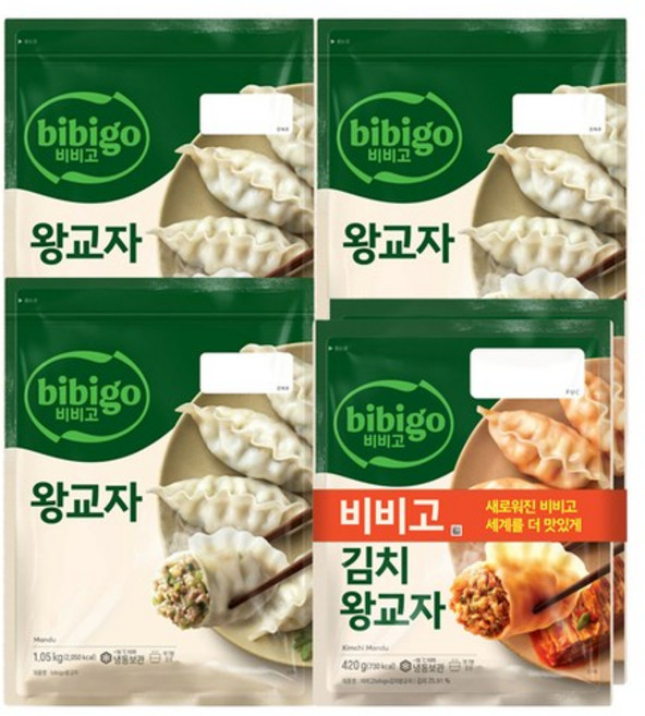 (온라인) [CJ] 비비고 왕교자 1.05kg x3봉 + 김치왕교자 420g x2봉, 1세트, 3.99kg