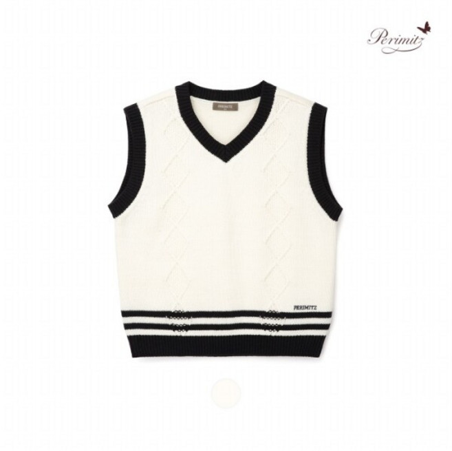 [페리미츠] 배색 니트 베스트 (P2511K402_06)