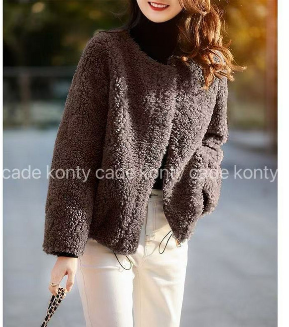 cade konty 빅사이즈 여성 라운드 뽀글이 아우터 자켓 기모 양털 후리스 노카라 고급 단아한 플리스 융털 외출 코트 방한 두꺼운 따뜻한 간절기 큰옷 3xl 심플 데일리 잠바