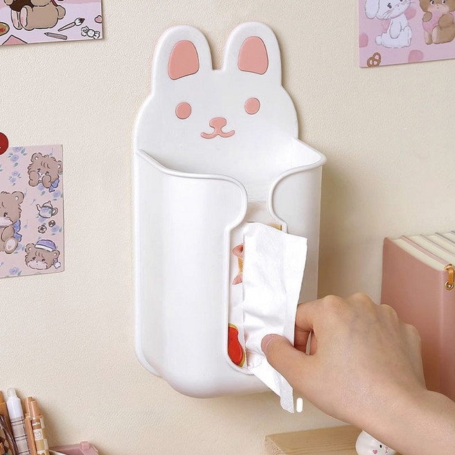 허브코코 토끼 벽걸이 무타공 티슈케이스, 1개, 코코옐로우
