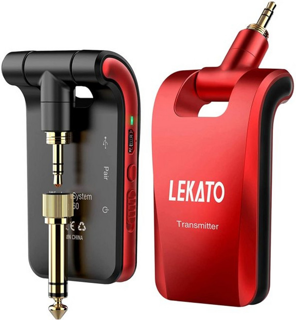 Lekato 수신기 기타 송신기 ws 60 2.4ghz 일렉기타 무선송수신기, 빨간, RED