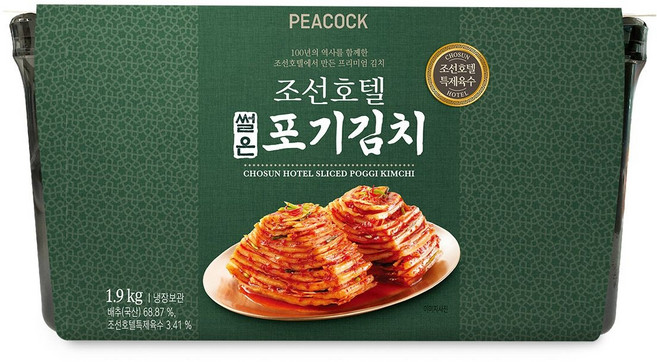 (매장정품) 신세계푸드 피코크 조선호텔 김치 썰은 포기김치 1.9kg 231648, (매장정품) 신세계푸드 피코크 조선호텔 김치 썰은 포기, 1