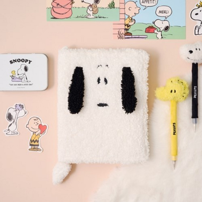 [텐바이텐] 스누피 뽀글이 다이어리 (다이어리+커버 세트), 1개