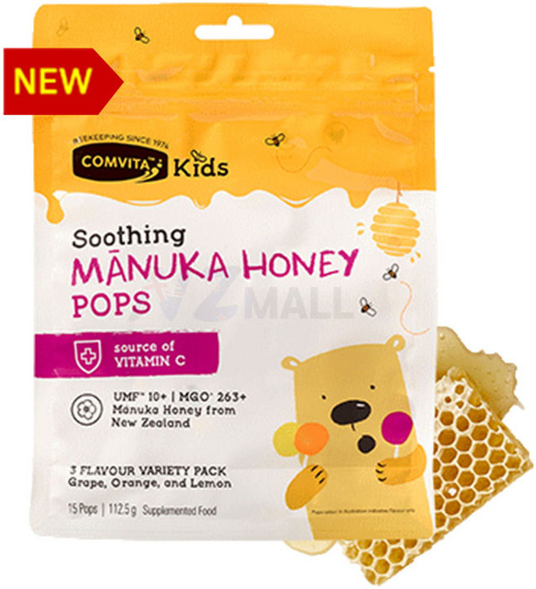 콤비타 키즈 수딩 마누카 허니 팝스 포도 오렌지 레몬 맛 15개입, 1개, 112.5g