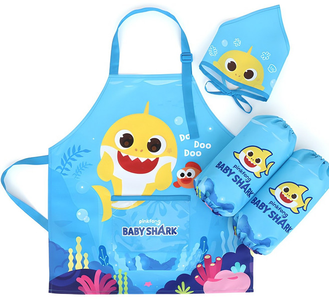 핑크퐁 아동용 아기상어 앞치마 + 토시+ 두건 세트 PO182
