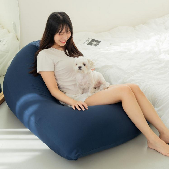 LINU 리누 꿀바른 빈백 대형 1인 쇼파 북유럽스타일, 딥네이비