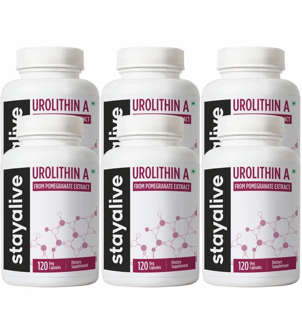 Stayalive 우롤리틴 A 보충제 1000mg 석류 추출물로 만든 순수 미토콘드리아 보충제 비GMO 및 글루텐 프리 남성 및 여성용 우롤리틴 A+ 캡슐, 6개, 120정 - 쿠팡