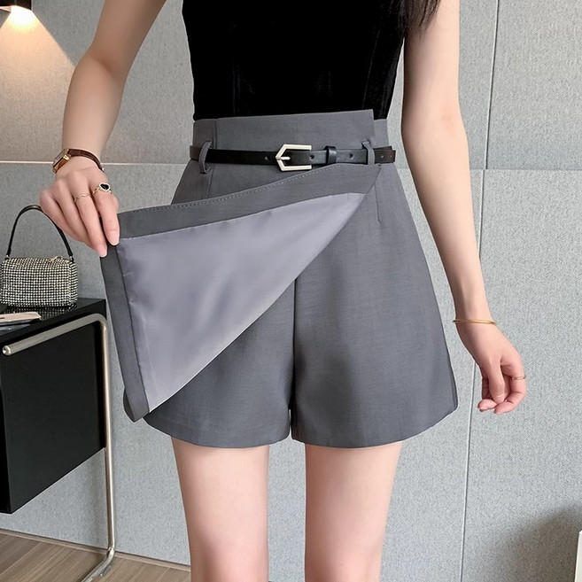 여성 정장 스커트 불규칙 치마바지 여름 패션 하이웨스트 날씬해 보이는 고급스러운 A라인 스커트 속치마 반바지