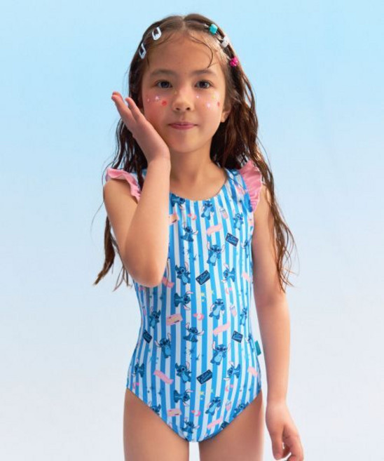 renomaswim 디즈니 여아 스티치 프릴 U백 원피스 블루 RN-GS2F595-BU