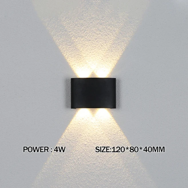 야외 방수 벽 조명 110V-220V 4W 6W 7W LED 조명 빌라 정원 공원 안뜰 베란다 마당 장식 조명 IP65, 06 TYPE black 4W, 02 쿨화이트(5500-7000K)