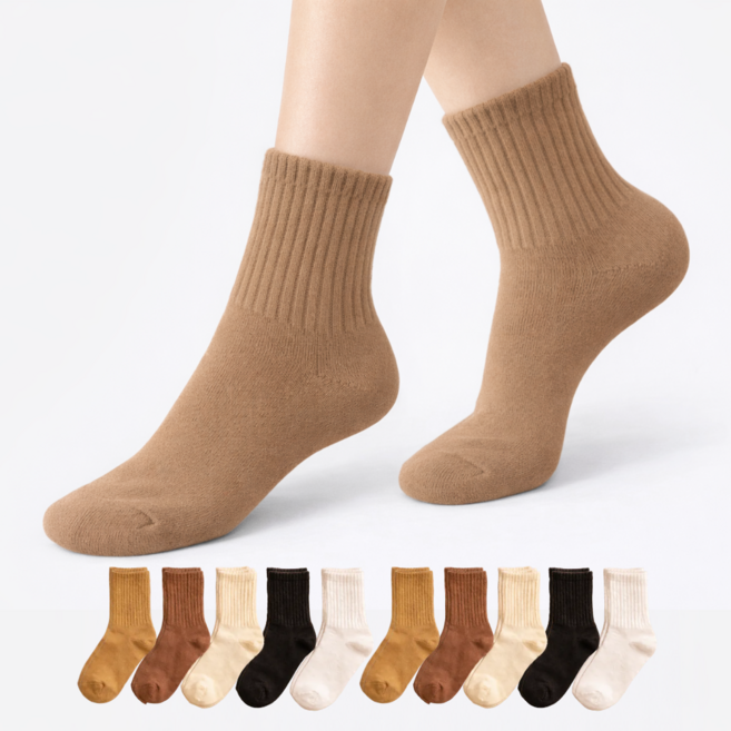 TRIVON 트리본 여성 양말 골지무지 양말 10켤레 묶음판매 4계절 데일리 양말