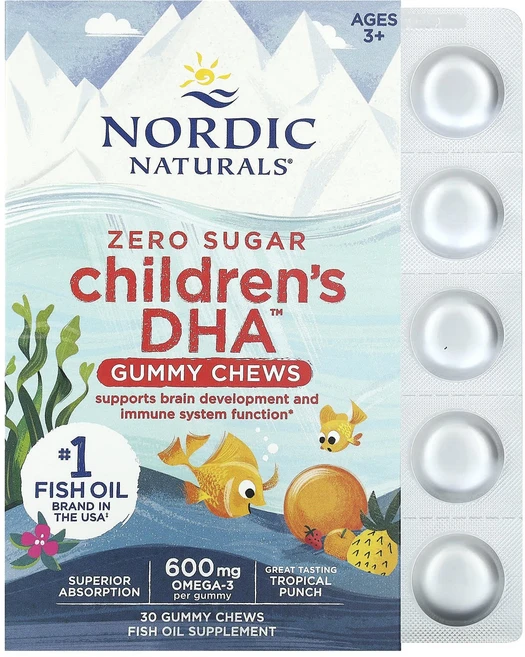 Nordic Naturals Children's DHA 구미젤리 츄 3세 이상 트로피컬 펀치 600mg 구미젤리 30개, NordicNaturalsChildrensDHA구미젤리, 1개, 30정 - 쿠팡
