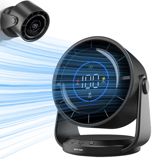MIFAN 무선 무소음 탁상용 선풍기 미니 파워 서큘레이터, 블랙