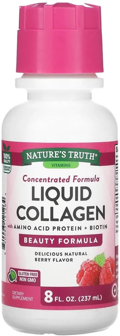Nature's Truth 비타민 아미노산 단백질 + 비오틴 함유 액상 콜라겐 베리 237ml(8fl oz), Nature's Truth 비타민 아미..., 1개, 237ml - 쿠팡