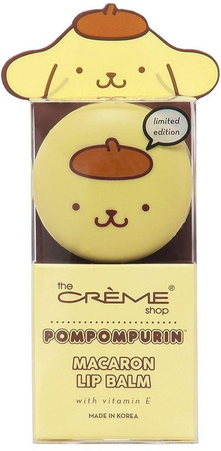 The Crème Shop x Sanrio 헬로 키티 마카롱 립밤 한국 귀여운 향 포켓 휴대용 진정 고급 머스트 해브 (폼폼푸린 캐러멜 푸딩)