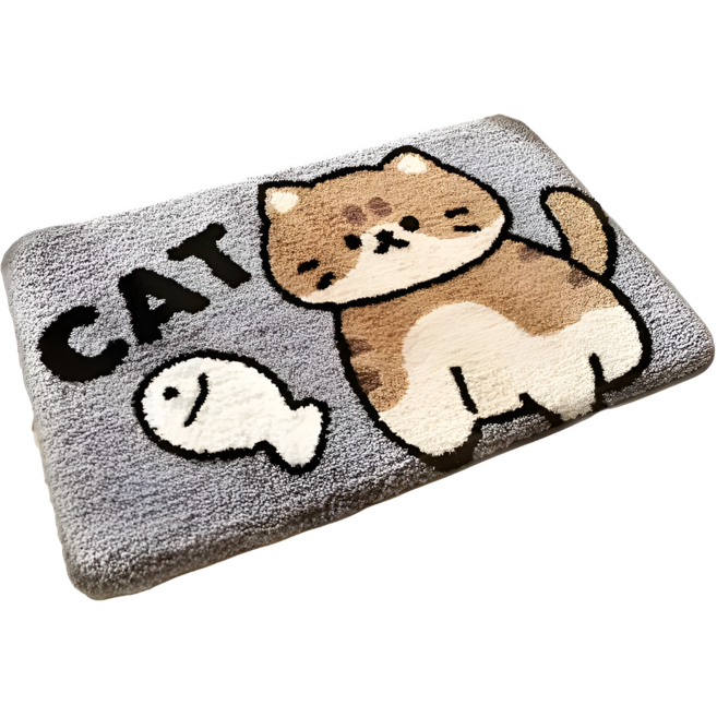 흡수력 좋은 빨아쓰는 귀여운 고양이 발매트 5종, 1개, 05. 생선홀릭냥