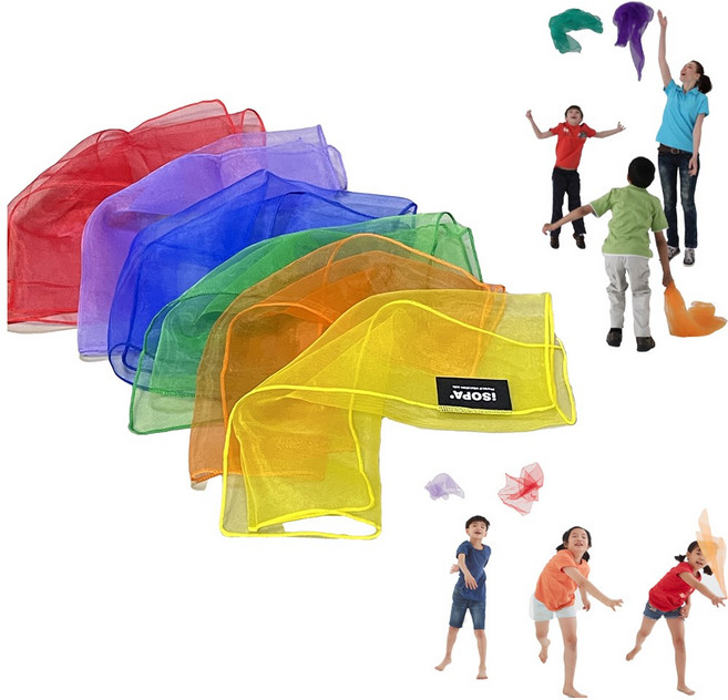 아이소파 무지개 스카프 40x40 6장 IS40 유아 저글링 오감 촉감 놀이 체육 교구