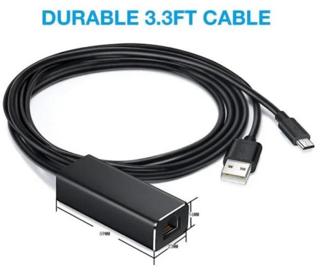 이더넷 네트워크 카드 어댑터 마이크로 USB 전원 파이어 TV 스틱 크롬캐스트용 RJ45 10 100Mbps, 1개