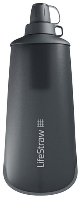 LifeStraw Peak Series - 접이식 스퀴즈 물병 정수 필터 시스템 트레일 러닝 하이킹 여행 사이클링 및 낚시용 650ml 다크 마운틴 그레이 144803, 22온스, 01다크 마운틴 그레이