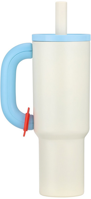 AISOUL 대용량 차량용 스텐 텀블러 빨대 손잡이 진공 304 메가쿨 텀블러, 1개, 1200ml, 화이트