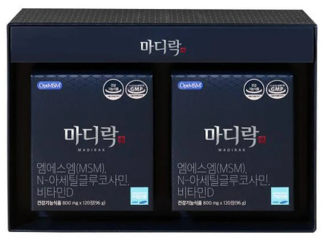 [본사] 한의사X약사 공동개발 마디락 옵티MSM 1500 NAG 500 아세틸 글루코사민 관절연골 건강기능식품, 2개, 120정 - 쿠팡