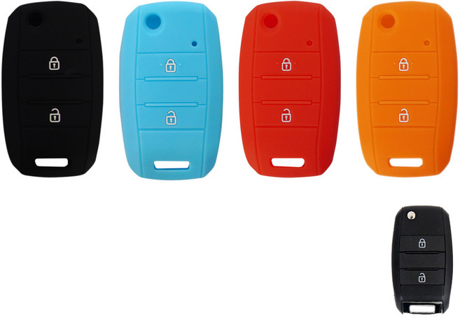 1+1 기아 봉고3 2017 호환 폴딩키 2버튼 실리콘 케이스 VA-S43, 스카이블루, 레드