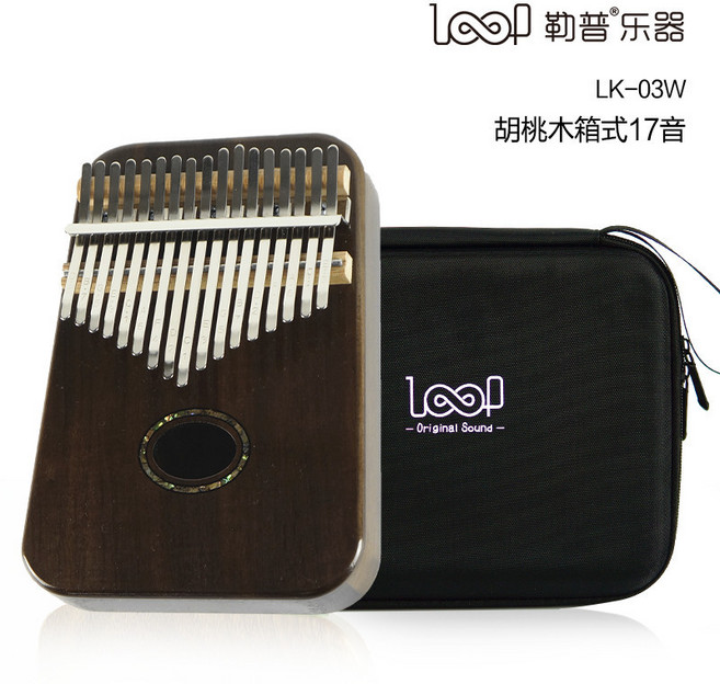 LOOP 勒普 卡林巴琴 拇指琴 手指鋼琴 21音 17音 Kalimba 初學拇指鋼琴, 1個, LK-03W 胡桃木彩貝孔17音+原配琴