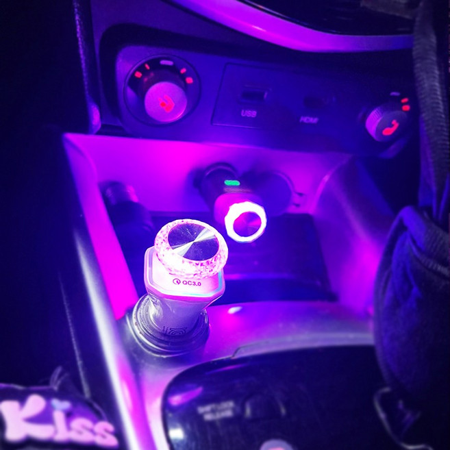 라아즈카 차량용 실내 무드등 다이아 오로라 엠비언트 LED 조명 usb 풋등, 1개, 원형