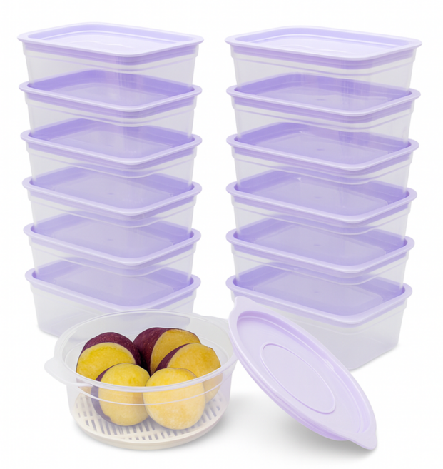 서진리빙 전자레인지용 국산 냉동밥 보관용기 400ml 퍼플 12개입, 1개