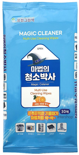 유한 마법의 청소박사 중형 30매 1팩 자동차 청소티슈 만능크리너 세정티슈 기름때 찌든때 제거, 1개