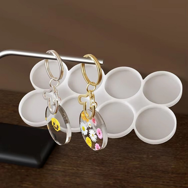 실리콘몰드 레진몰드 8구 원형 키링 몰드 (F6), 8구키링몰드