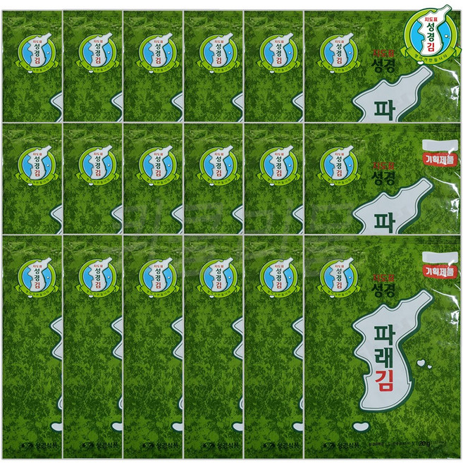[퀴클리몰] 성경김 파래 전장김, 18개, 20g