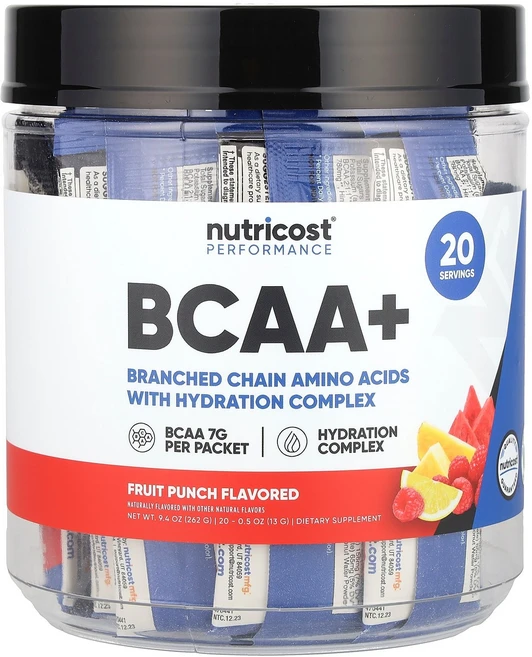 뉴트리코스트 Nutricost Performance BCAA+ Fruit Punch 20 Packets 0.5 oz 13 g Each, 20 Count, 1개, 262g - 쿠팡