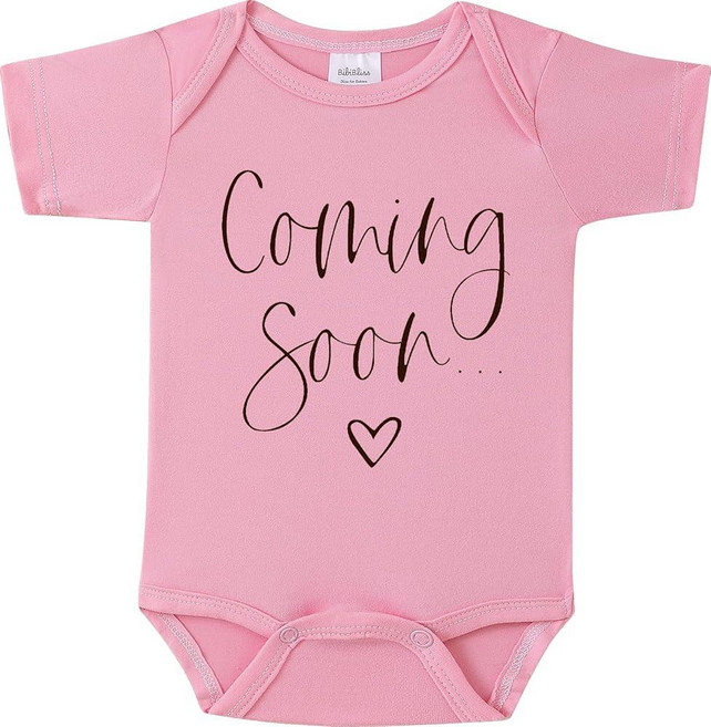 BIBIBLISSBABY Baby Coming Soon 바디수트 발표 조부모를 위한 재미있는 임신 발표 선물 Taro 0-3개월 227846, 스위트 핑크