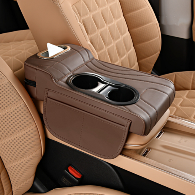 알뜰살림 2세대 와이드 자동차 팔걸이 쿠션 콘솔쿠션, 모카브라운, 1개