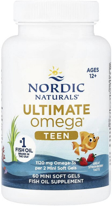 노르딕내추럴스 얼티메이트 오메가 Ultimate Omega teen 12세이상 딸기 60정, 1개