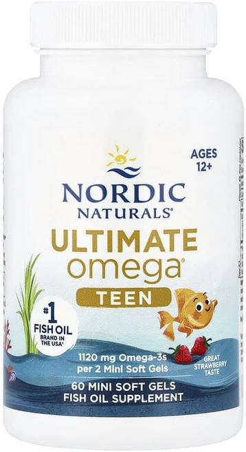 노르딕내추럴스 얼티메이트 오메가 Ultimate Omega teen 12세이상 딸기 60정, 1개 - 쿠팡