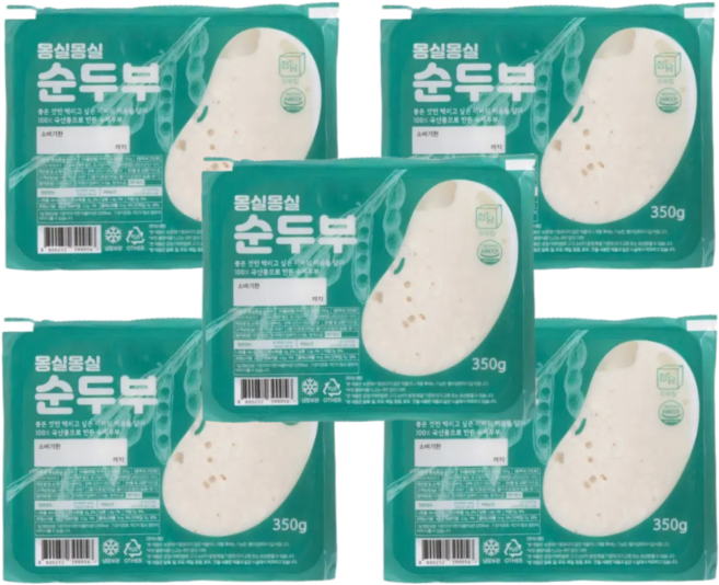 [정담두부집] HACCP 국산콩 수제순두부, 350g, 5개