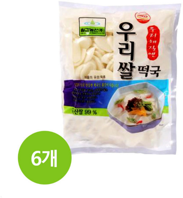 칠갑농산 우리쌀떡국 (국내쌀99프로) 2kg X 6개입 BOX, 6개