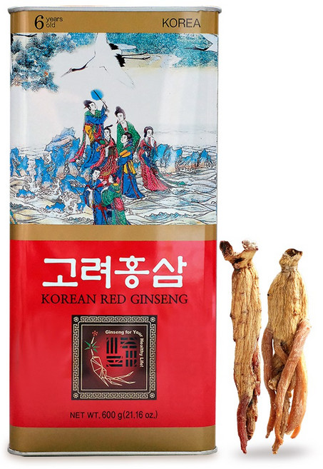 고려홍삼 6년근 특대편 건삼 뿌리삼 캔포장 검사품 10뿌리 이하, 1개, 300g