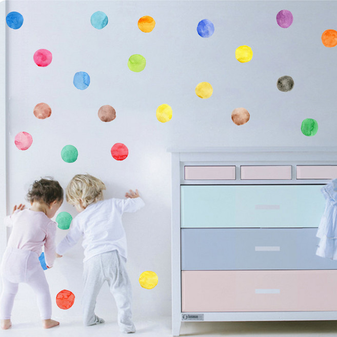 아이방 벽지 인테리어 포인트 데코 빅무지개 시트지 스티커 키즈룸 어린이집 꾸미기, 13.달콤동그라미