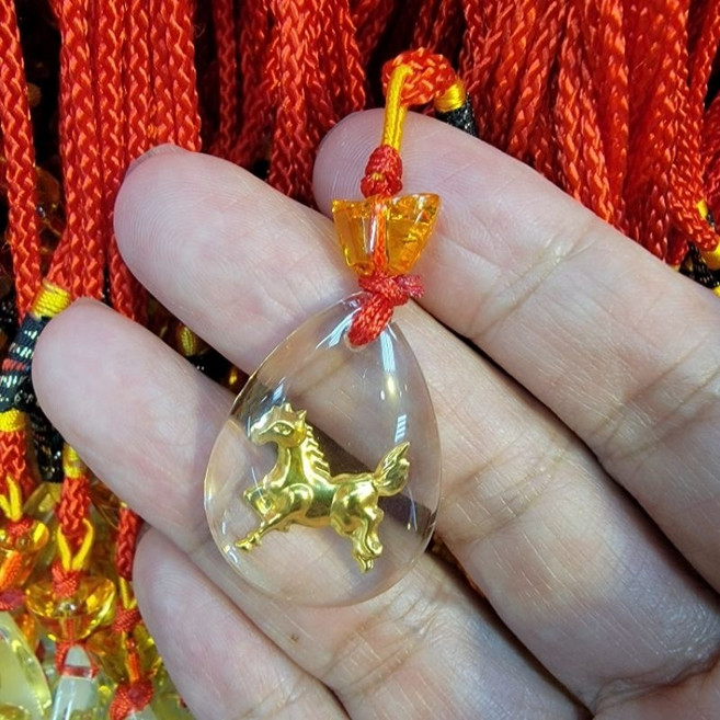 12生肖金箔水晶吊飾, 馬/飾金箔水晶吊飾, 馬
