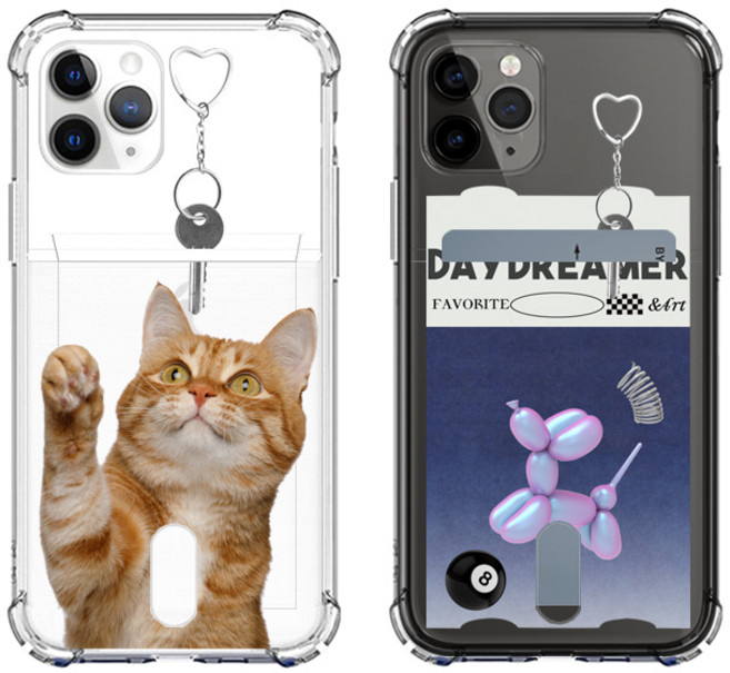 갤럭시S25 시리즈 냥이 고양이 투명 카드 케이스